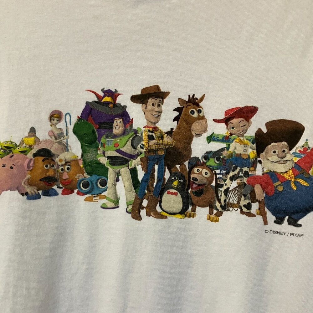 Pixar Disney Mens VTG 1999 Toy Story 2 Full Cast Promo T-Shirt  XL White AN EXC - Picture 4 of 10